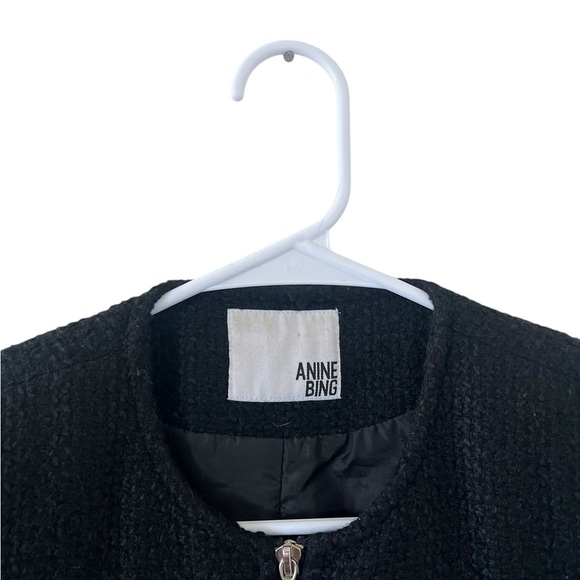 Anine Bing Black Tweed Zip Up Jacket - Picture 3 of 11